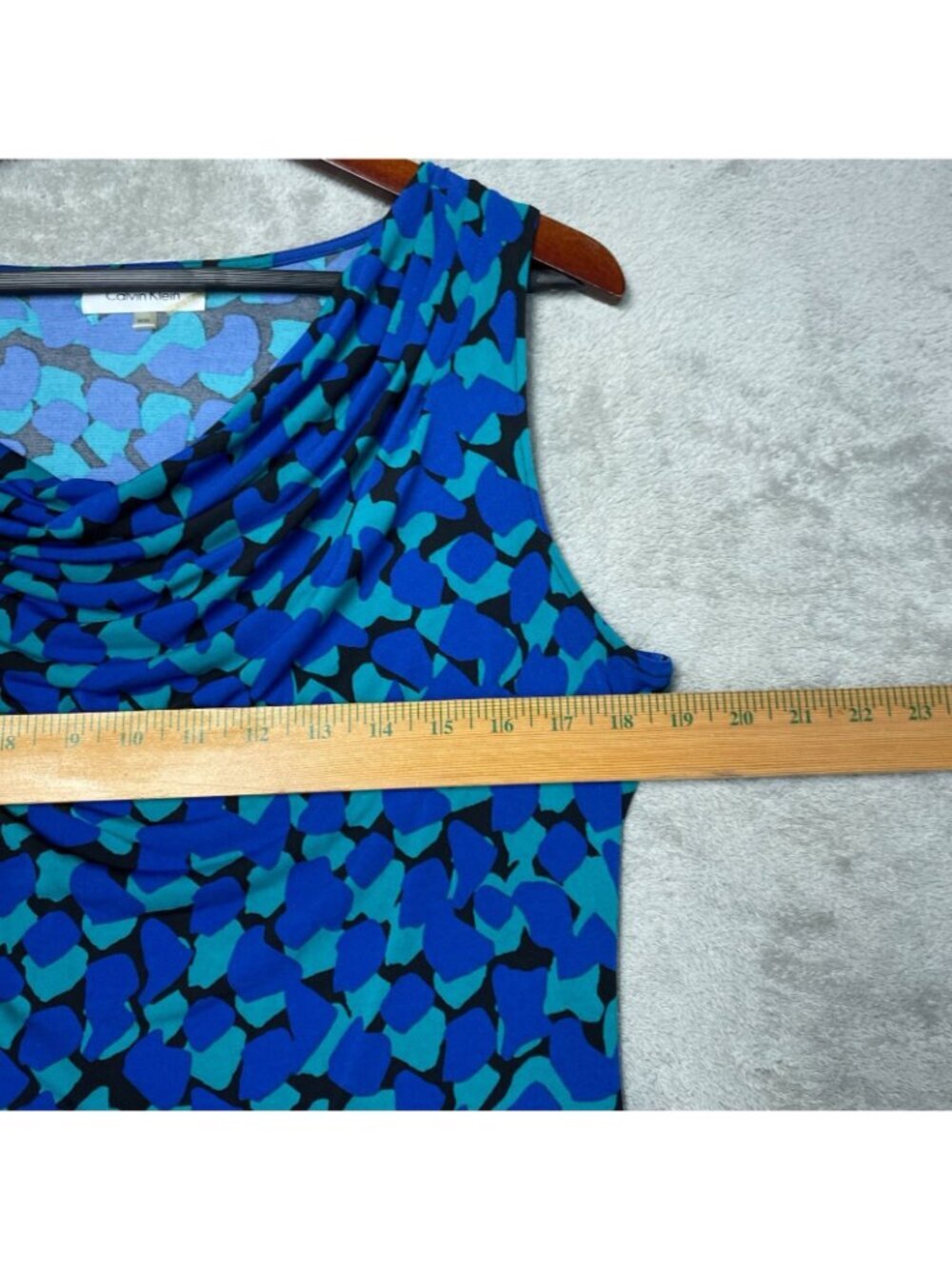 Calvin Klein Women's M Blue & Black Abstract Print Sleeveless Top Stretch i2048 - Picture 4 of 7